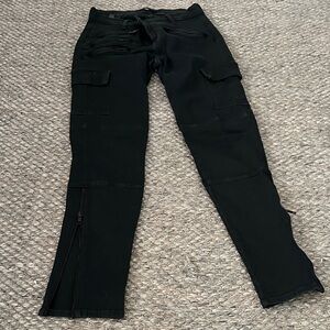 Black Cargo Zip Hem Jogger Pants